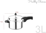 Healthy Choices 3.2 Quart Outer Lid Pressure Cooker - Double Safety Valve - For All Cooktops - Stove Top Cookware for Quick Cooking of Meat, Soup, Rice, Black Beans, & more, Aluminium, Silver 3 Liters