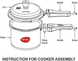 Pigeon Induction Base Outer Lid Aluminium Set 2 Liter + 3 Liter + 5 Liter Pressure Cooker Set - Cooks delicious food in less time: soups, rice, legumes & more 5 Piece Set Silver