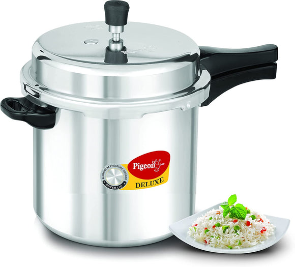 Pigeon - Deluxe Aluminum Outer Lid Stovetop Pressure Cooker - Cook delicious food in less time: soups, rice, legumes, and more - 10 Liters