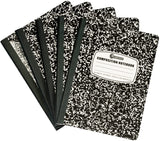 Rosmonde Composition Notebook for School & Office Supplies - Black Marble, Notebook Journal, Homeschool and Work From Home (WFH) Supplies, Wide Ruled, 5 Pack, (200 pages)