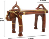 Rosmonte Hand Carved Wooden Coffee Table - Wooden Elephant Side Table with Brass Accents - Made in India - 27 x 12 x 18½ Inches - Made from Long Lasting Mango Wood - Fully Assembled